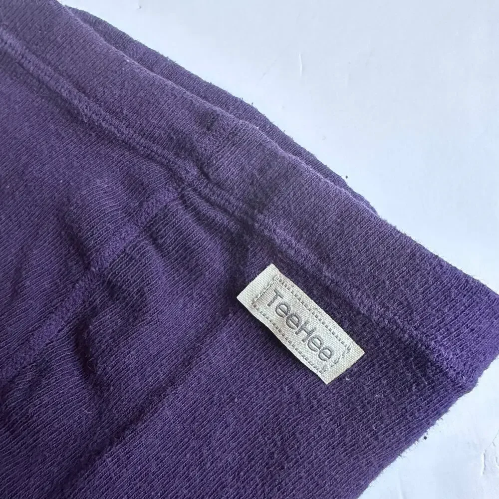 Girls Purple Floral Ribbed Tights Size 6-8 Years